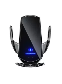 AmSengo 15W Qi Automatic Induction Wireless Car Charger Suitable For Wireless Charging Enabled Smartphones, Compatible With IPhone 16/15/14/13/12/11, Galaxy Series, Phone Holder, Back Induction Unlock, Smart Charger Over-Temperature Protection, Short-Circuit Protection, Over-Charging Protection, Front Body Protection, Easily Handle Complex Road Conditions, Suitable For Cars, Can Be A Holiday Gift - Black - View 2
