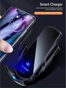 AmSengo 15W Qi Automatic Induction Wireless Car Charger Suitable For Wireless Charging Enabled Smartphones, Compatible With IPhone 16/15/14/13/12/11, Galaxy Series, Phone Holder, Back Induction Unlock, Smart Charger Over-Temperature Protection, Short-Circuit Protection, Over-Charging Protection, Front Body Protection, Easily Handle Complex Road Conditions, Suitable For Cars, Can Be A Holiday Gift - Black - View 6