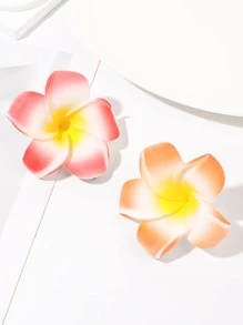 2入組女士花朵裝飾時尚鴨嘴夾適用於頭髮裝飾用品 - 彩色 - 查看 1