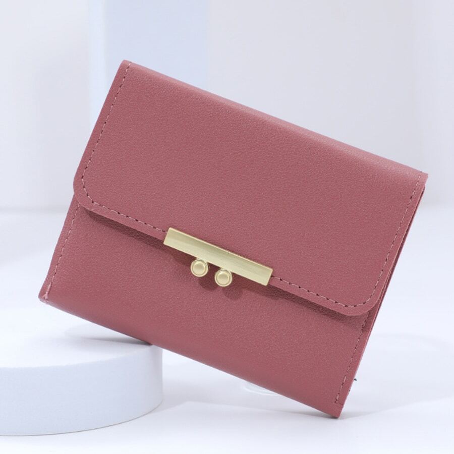 Female Student Short Fashion Handbag Solid Color Versatile Wallet - Hot Pink - View 1