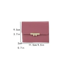 Female Student Short Fashion Handbag Solid Color Versatile Wallet - Hot Pink - View 2