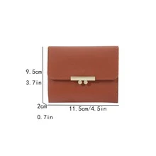 Female Student Short Fashion Handbag Solid Color Versatile Wallet - Brown - View 2