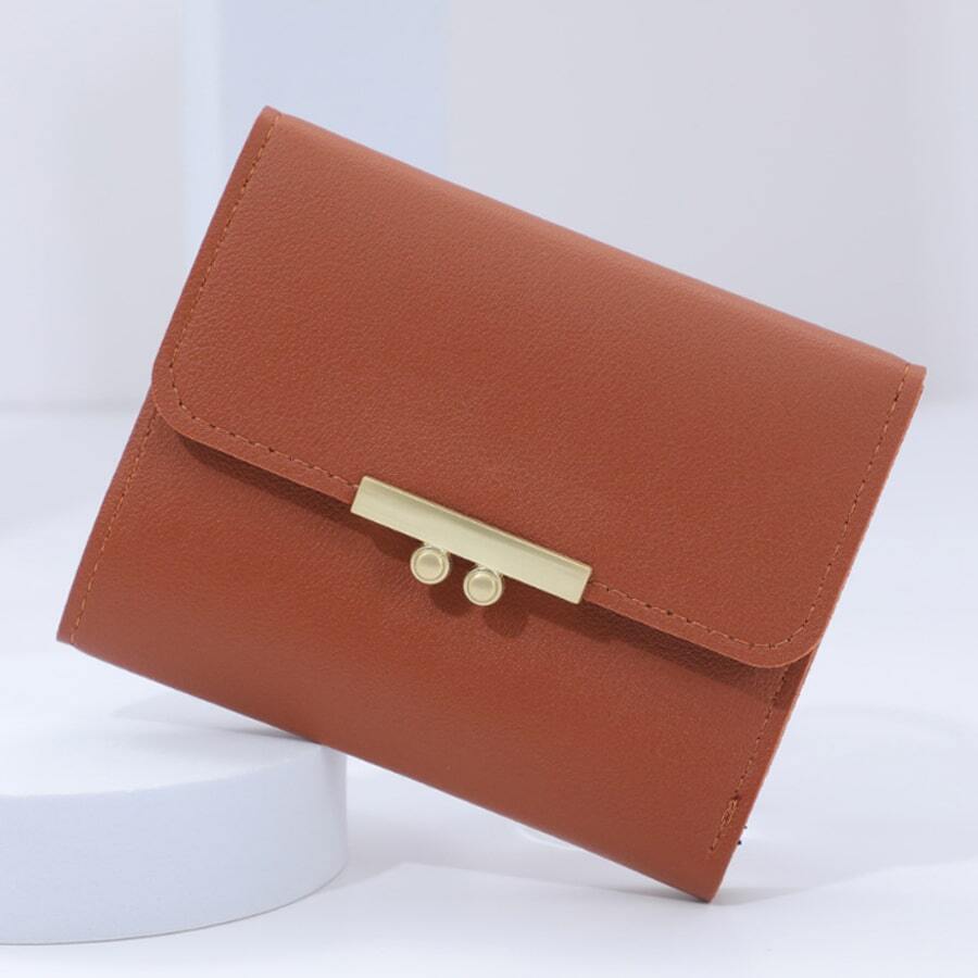 Female Student Short Fashion Handbag Solid Color Versatile Wallet - Brown - View 1