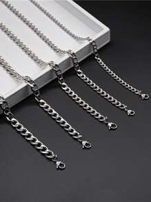 中性項鍊,流行街頭服飾配件 - 銀色 - 查看 2