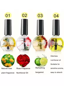 FULL BEAUTY 4 件裝指甲角質層油 15 毫升植物乾花營養油保濕防倒刺指甲邊緣手指指甲護理工具 - 彩色 - 查看 4