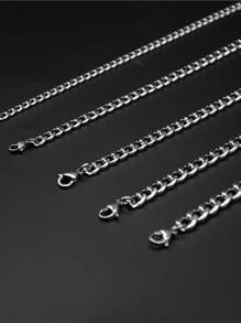 中性項鍊,流行街頭服飾配件 - 銀色 - 查看 4