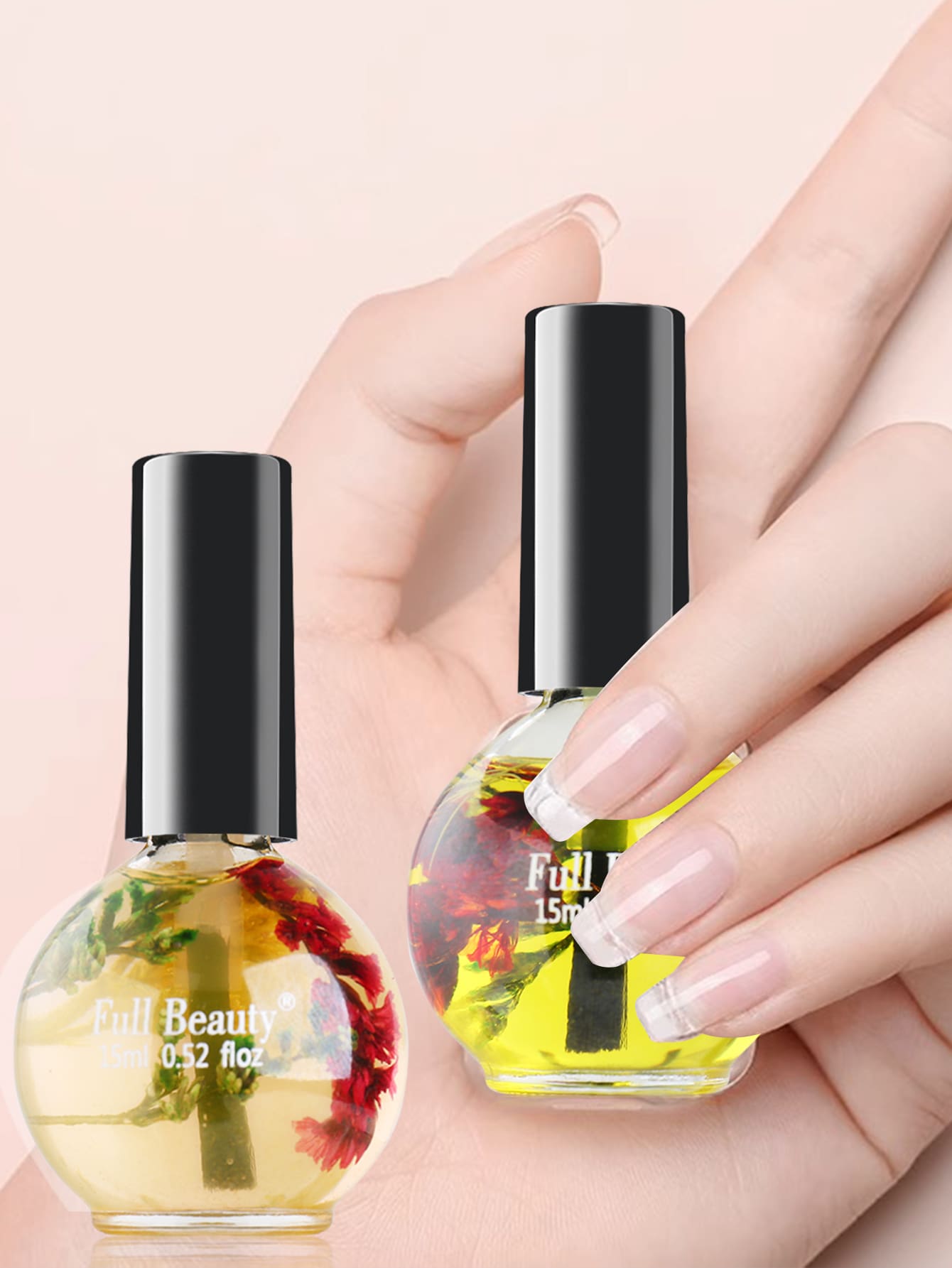 FULL BEAUTY 2 件裝指甲角質層油 15ml 植物乾燥花營養油保濕防倒刺指甲邊緣手指指甲護理工具 - 彩色 - 查看 1