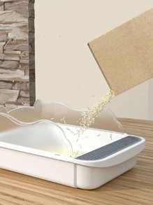 1 pieza medio cerrado Arenero para gato extra grande tamaño con antisalpicaduras diseño gato arena Caja para gatos - Blanco - Ver 4