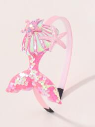 bilicaca 1pc Cartoon Bow Hair Clip For Children, Mermaid Design, Side Clip, Ideal For Festive Parties And Baby Girl Hair Accessories