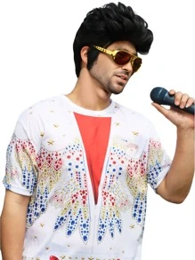 Männer 50er 60er Stil Perücke Schwarz Kurz Cosplay Kostüme mit Perücken Für Männer