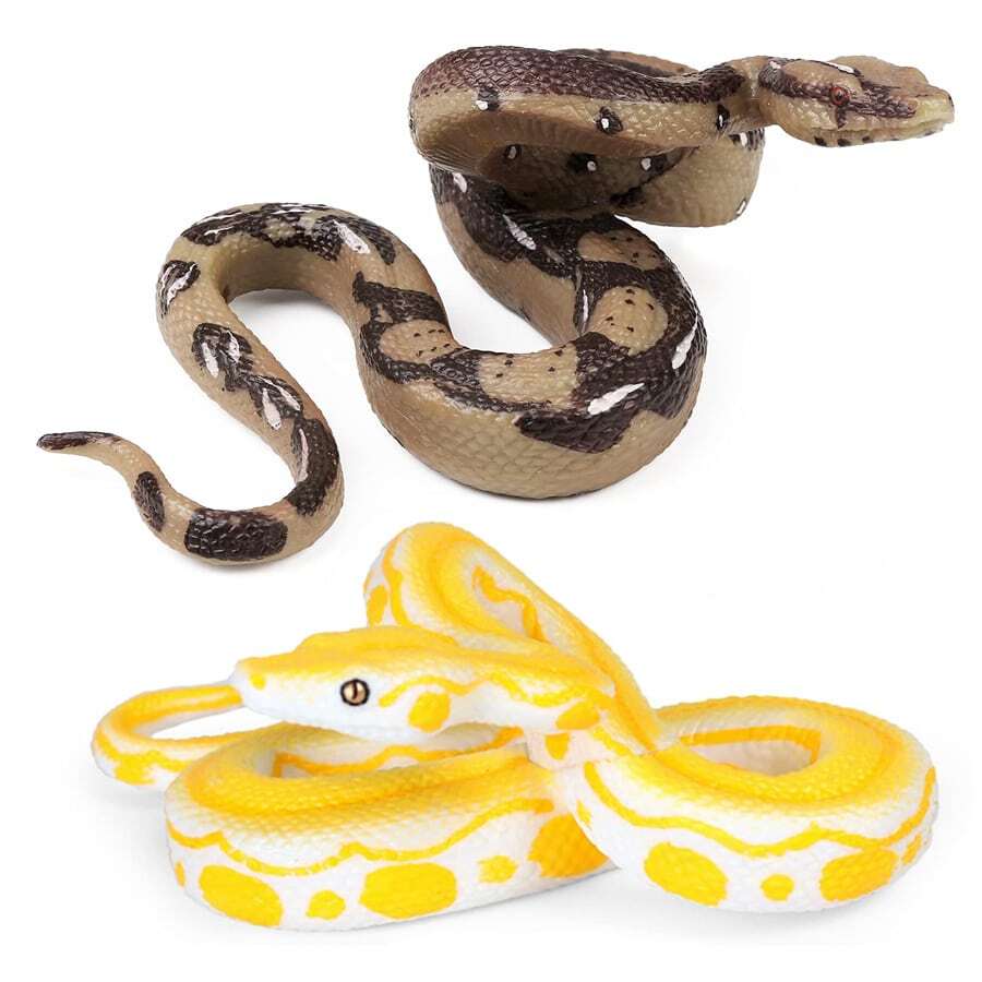 1 pieza realista falso Juguete caucho serpiente figura para broma Accesorios falso serpiente con pájaros con , figuritas - Gris - Ver 1