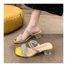 Low Heel Gorgeous Rhinestone Decorated Women's Sandals - Yellow - View 2