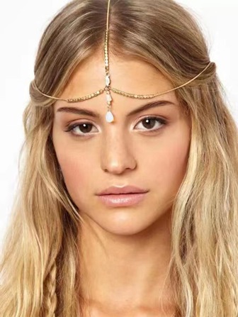 1pc Vintage Bohemian Crystal Rhinestone Water Drop Pendant Headchain