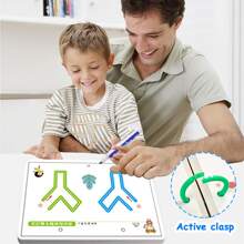 绘画笔控制训练颜色和形状数学匹配游戏套装，学习益智玩具（随机颜色配件） - 綠色 - 查看 6