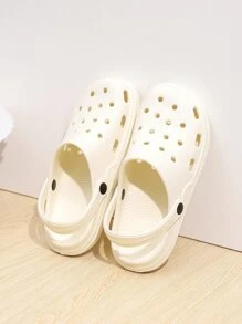 Zuecos blancos ahuecados para mujer, zuecos ventilados respirables para el desgaste al aire libre - Blanco - Ver 3