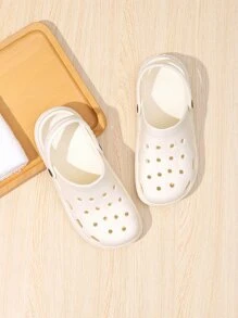 Zuecos blancos ahuecados para mujer, zuecos ventilados respirables para el desgaste al aire libre - Blanco - Ver 1