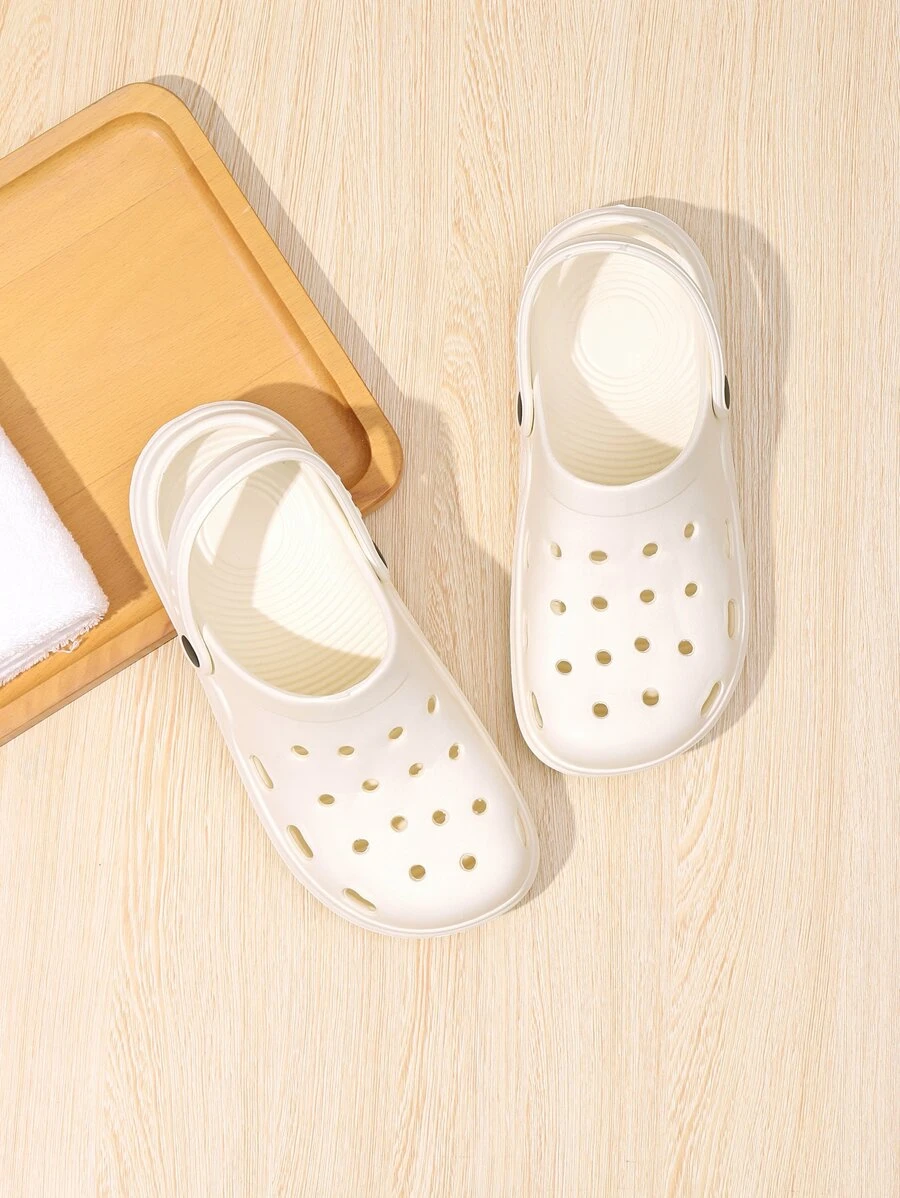 Zuecos blancos ahuecados para mujer, zuecos ventilados respirables para el desgaste al aire libre - Blanco - Ver 1
