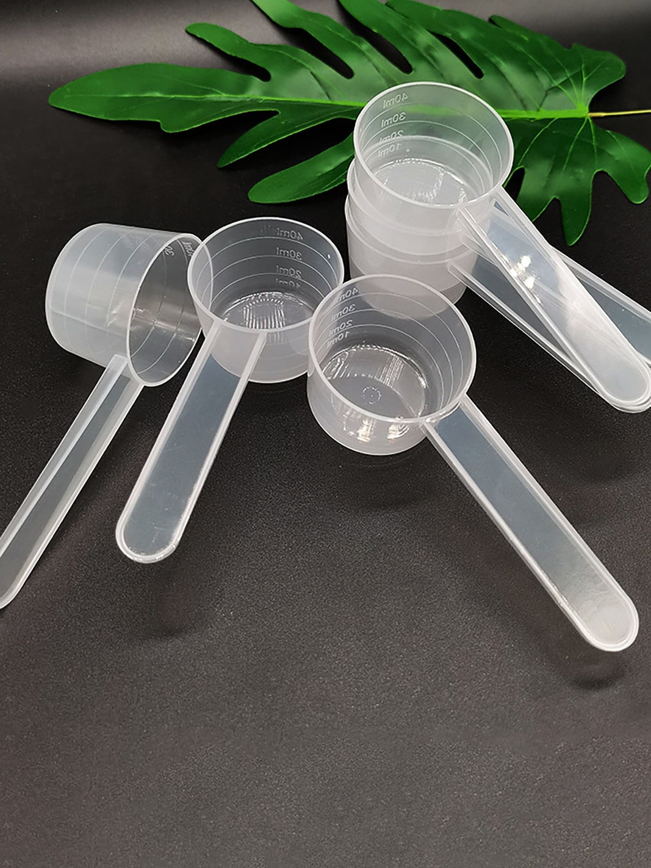 10pcs 20G Spoon 40Ml Flat-Bottomed Spoon Measuring Spoon With Scale Transparent Plastic Measuring Spoon