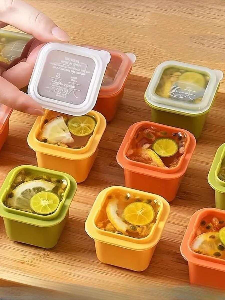 6入組家用的冰塊模具,夏天冰塊托盤,單方形冰盒,快冷凍簡單的釋放冰塊模具 - 彩色 - 查看 1