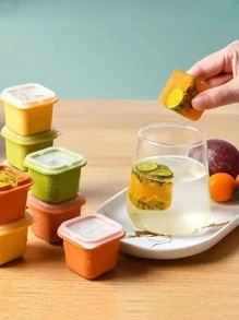 6入組家用的冰塊模具,夏天冰塊托盤,單方形冰盒,快冷凍簡單的釋放冰塊模具 - 彩色 - 查看 2