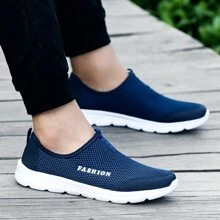 Giày Sneakers Slip On Men Letter Graphic, Giày Thể Thao Ngoài Trời - Màu xanh lam - Xem 1