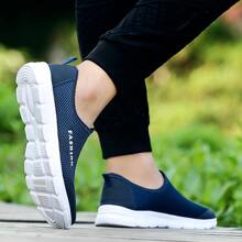 Giày Sneakers Slip On Men Letter Graphic, Giày Thể Thao Ngoài Trời - Màu xanh lam - Xem 4