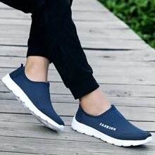 Giày Sneakers Slip On Men Letter Graphic, Giày Thể Thao Ngoài Trời - Màu xanh lam - Xem 5