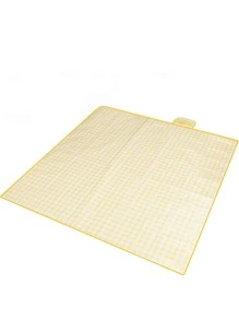 1入組黃色的格紋野餐墊無紡布戶外防潮墊彈簧郊遊,野營,海灘地墊