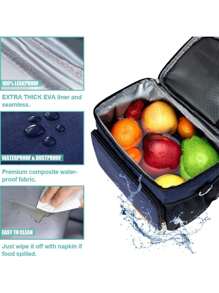 Tiblue Insulated Lunch Bag For Women/Men - Reusable Lunch Box For Office Work School Picnic Beach - Leakproof Freezable Cooler Bag With Adjustable Shoulder Strap For Adult - Màu xanh hải quân - Xem 6