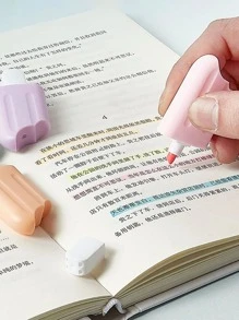 6 支迷你可爱冰淇淋形状荧光记号笔，适合学生使用，多种颜色，文具用品 - 彩色 - 查看 3