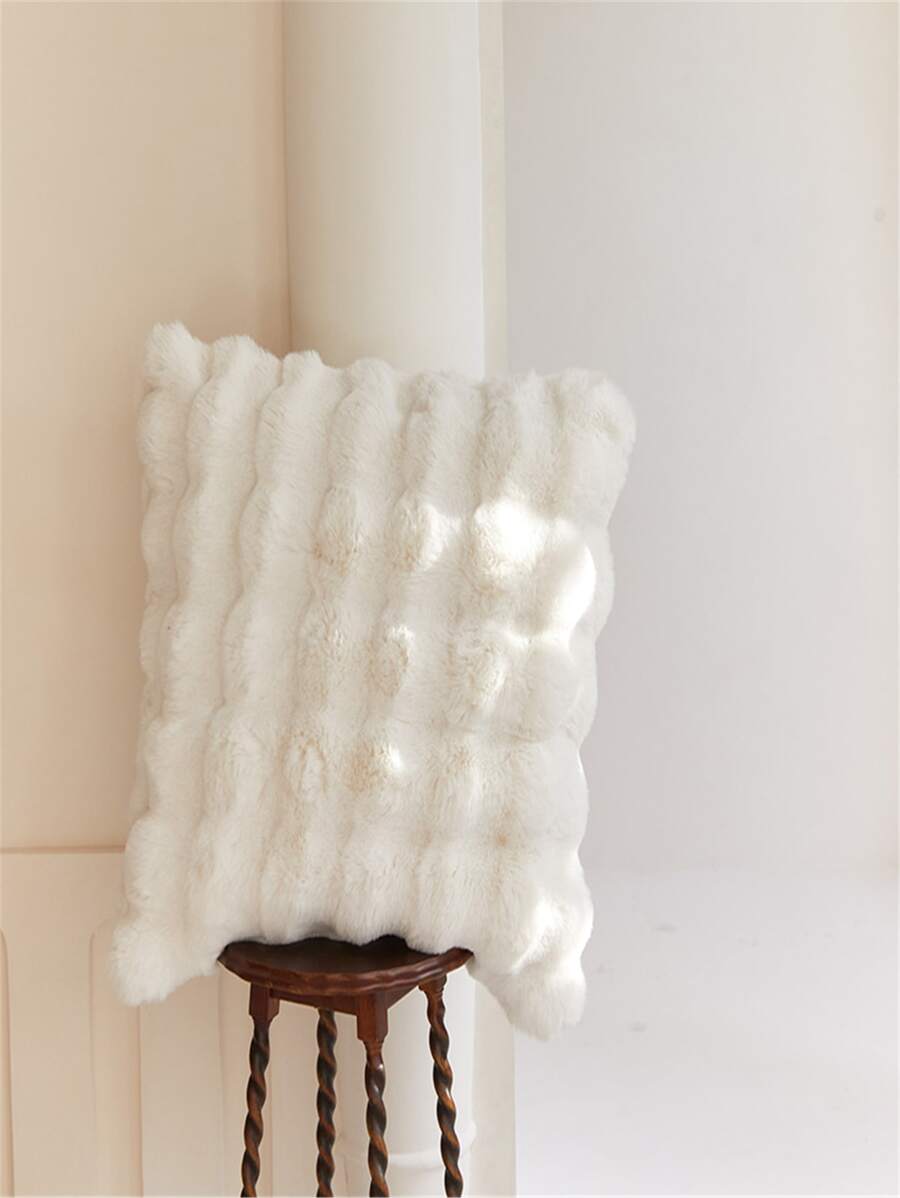 Federa monocolore bianco peluche pelliccia di coniglio - Bianco - Visualizzare 1