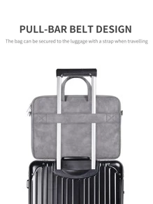 canvas artisan Handheld Briefcase PU Waterproof Laptop Bag Compatible With Macbook Air - Grey - View 9