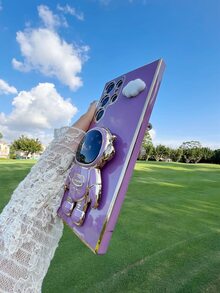 卡通宇航員裝飾手機殼帶底座 - 紫色 - 查看 5