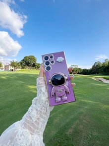 卡通宇航員裝飾手機殼帶底座 - 紫色 - 查看 6