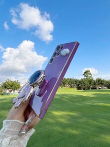 卡通宇航員裝飾手機殼帶底座 - 紫色 - 查看 4