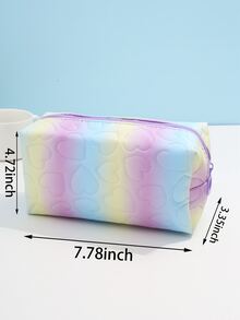 化妝包,彩虹心圖案防水和大容量八角形化妝包口紅殼套收納袋旅行化妝包 - 彩色 - 查看 3