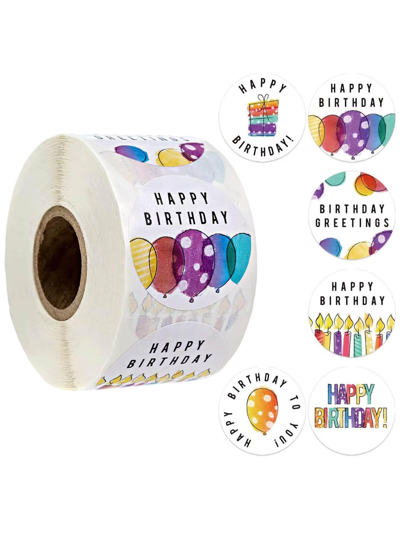 500pcs Happy Birthday Stickers For Party Decoration, Envelope Sealing, Labels, Gift Packaging, Stickers, Greeting Cards - Multicolor - View 1