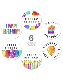500pcs Happy Birthday Stickers For Party Decoration, Envelope Sealing, Labels, Gift Packaging, Stickers, Greeting Cards - Multicolor - View 3