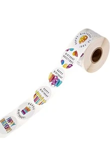 500pcs Happy Birthday Stickers For Party Decoration, Envelope Sealing, Labels, Gift Packaging, Stickers, Greeting Cards - Multicolor - View 5