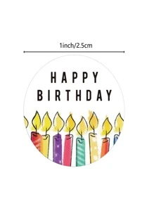 500pcs Happy Birthday Stickers For Party Decoration, Envelope Sealing, Labels, Gift Packaging, Stickers, Greeting Cards - Multicolor - View 2
