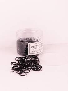 500 件黑色迷你橡膠髮帶罐裝，適合辮子、小馬尾辮、柔軟、有彈性的兒童髮帶 - 黑色 - 查看 1