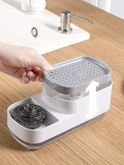 1pc Multifunction Drain Storage Box, White ABS Press Type Lotion Dispenser Box For Household