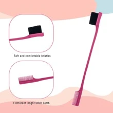 3 Piezas Set De Peines Para Peinado Que Incluye Cepillo De Pelo Para Hacer Crepé, Peine De Colas De Ratón Y Cepillo De Bordes Para Peinar, Cepillar Y Alisar El Cabello Para Mujeres - Rosa - Ver 3