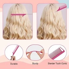 3 Piezas Set De Peines Para Peinado Que Incluye Cepillo De Pelo Para Hacer Crepé, Peine De Colas De Ratón Y Cepillo De Bordes Para Peinar, Cepillar Y Alisar El Cabello Para Mujeres - Rosa - Ver 4