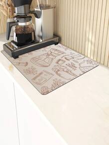 1pc Cartoon Graphic Dish Drying Mat - Multicolor - View 1