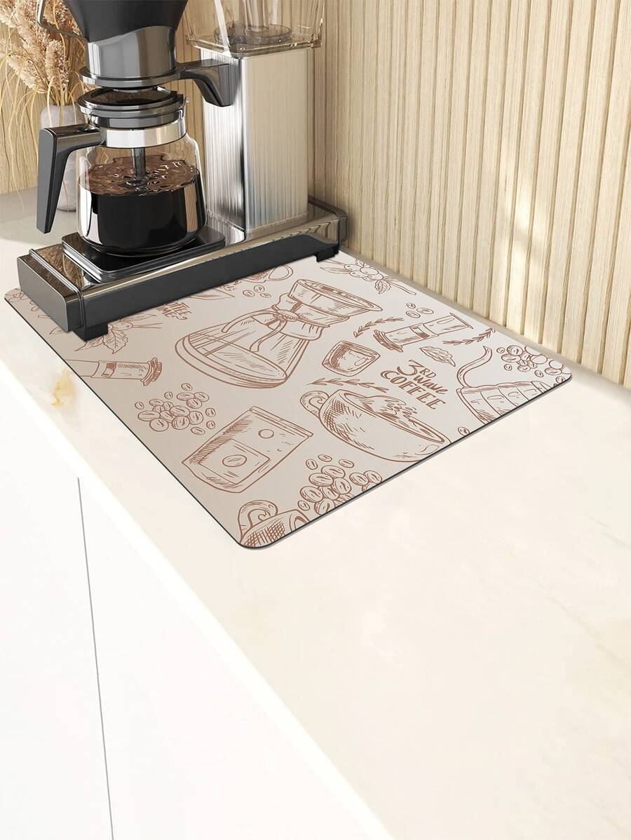 1pc Cartoon Graphic Dish Drying Mat - Multicolor - View 1