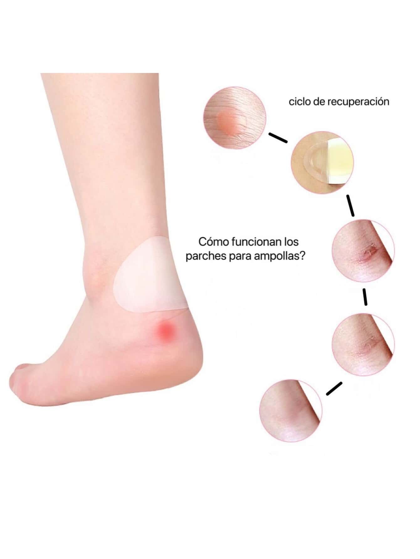Paquete De 8 Parches Curitas Protección Contra Ampollas Para Los Pies Protectores De Talón Para Ampollas Impermeables. - Beis - Ver 1