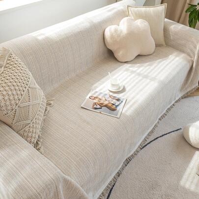 1 Vỏ bọc ghế sofa bằng vải lanh, Vỏ bọc chống bụi kiểu đơn giản, Chăn chống mèo cào cho ghế sofa, Ins Aesthetic