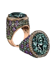 1入組歐美時尚復古藍色方晶鋯石鑲嵌女士結婚戒指 - 玫瑰金 - 查看 2