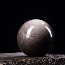 銀雲母黑曜石球體水晶球擺件直徑3-10cm - 銀曜石球 - 查看 1
